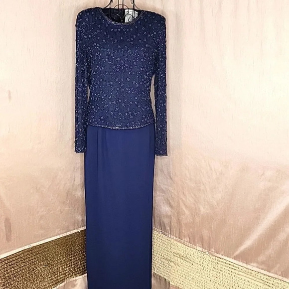 ADRIANNA PAPELL Silk 2PC Sequined/Beaded  Floral Evening Suit Skirt and‎ Top 6 - Picture 1 of 15